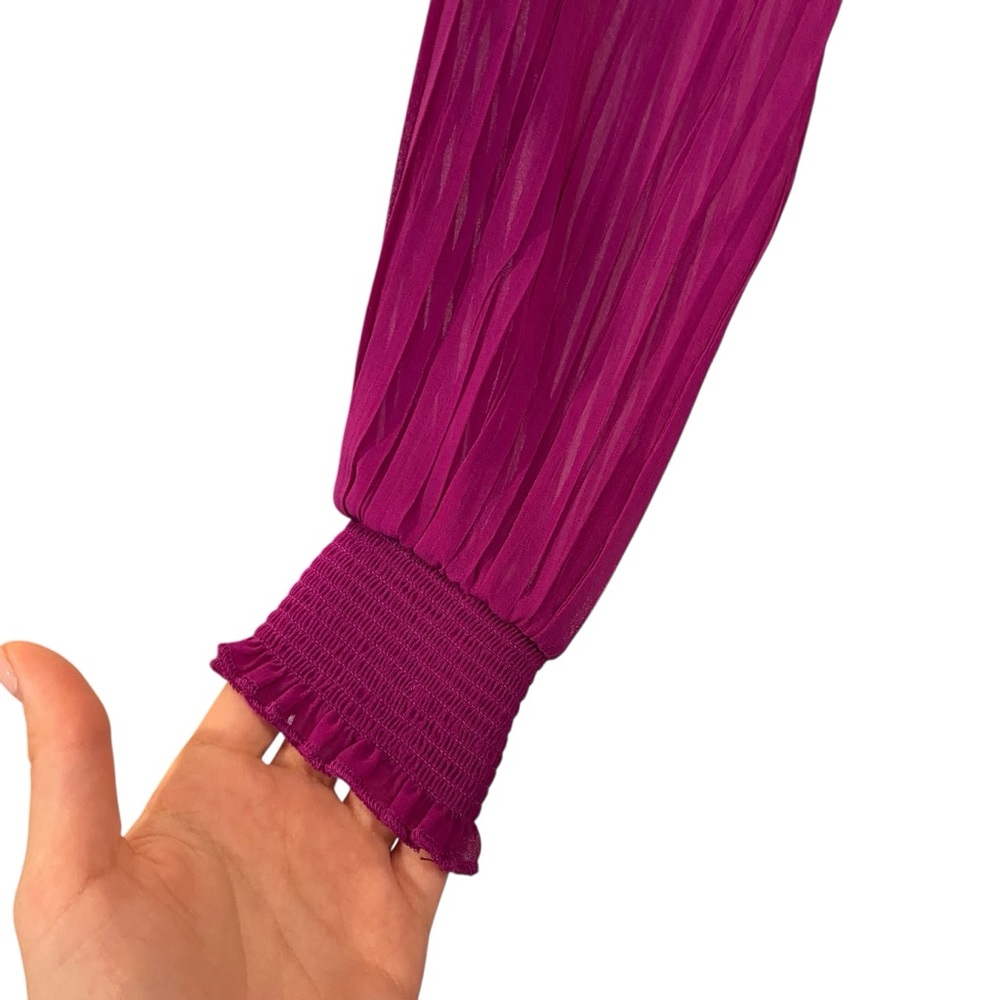 Zara Purple Pleated Ruffle Midi Dress Bloggers Favorite 4387/043 - Picture 4 of 11